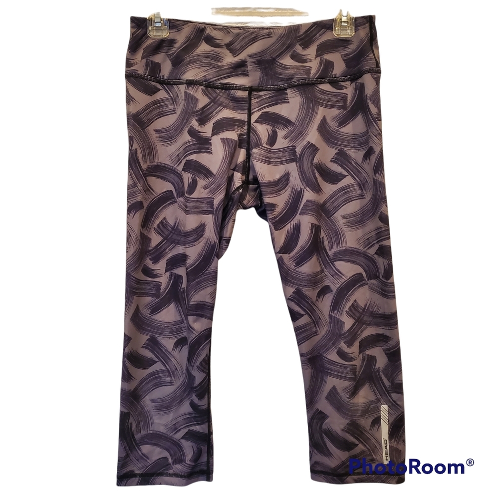 Head Medium Work Out Black Gray Yoga Pants Cropped Leggings